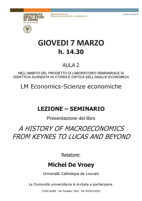 Seminario Michel De Vroey - Locandina