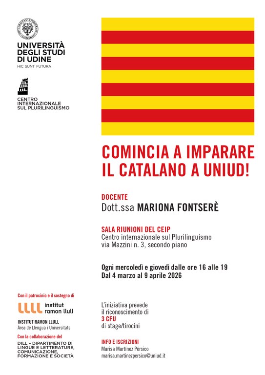 AVVISO: Comincia a imparare il CATALANO a UNIUD!