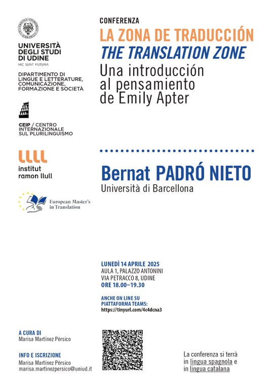 Conferenza – “La o a de traducción / The Translation Zone” - Lunedì 14 aprile 2025 ore 18.00