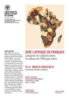 Conferenza " Dire l'Afrique en français. Langues e cultures dans le roman de l'Afrique noire", prof.  Marco Modenesi (Università statale di Milano) - 05/05/2026