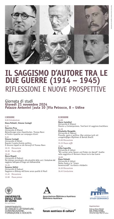 Giornata di Studi “Il saggismo d’autore tra le due Guerre (1914 – 1945). Riflessioni e nuove prospettive” - 21/10/24