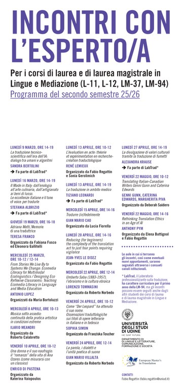 INCONTRI CON L'ESPERTO