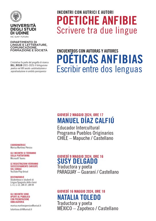 Invito a conferenze: "POETICHE ANFIBIE - Scrivere tra due lingue"