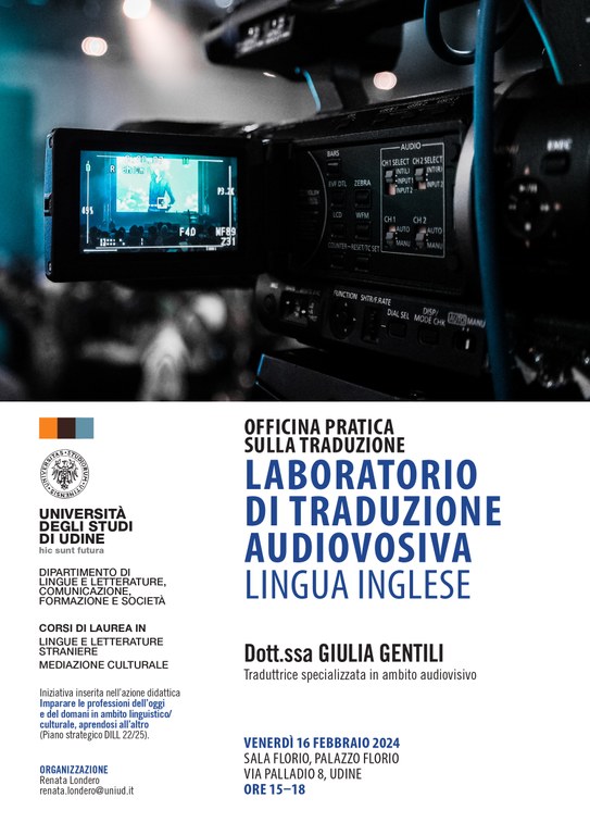 Laboratorio di traduzione audiovisiva (lingua inglese) a cura della dottoressa Giulia Gentili (ANITI)