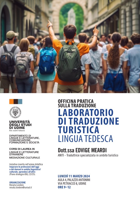 Laboratorio di traduzione turistica - lingua tedesca - Officina pratica della traduzione - lunedì 11 marzo dalle 9 alle 12