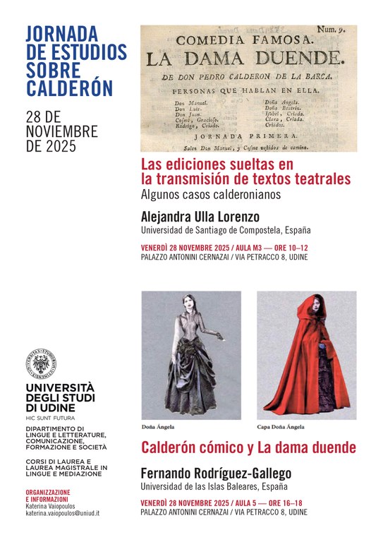 Nuova iniziativa di Letteratura spagnola: JORNADA DE ESTUDIOS SOBRE CALDERÓN