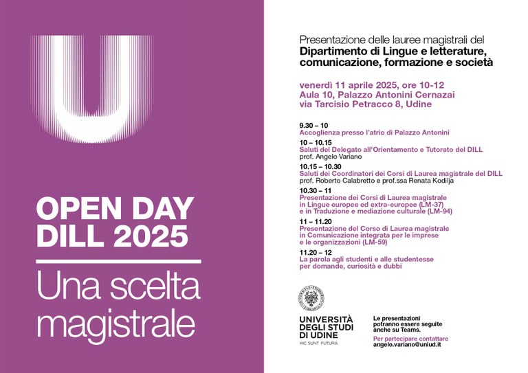 Presentazione delle lauree magistrali del Dipartimento di Lingue e letterature, comunicazione, formazione e società - 11 aprile 2025 ore 10-12