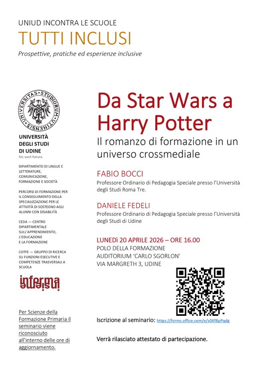 Seminario:  Da Star Wars a Harry Potter Il romanzo di formazione in un universo crossmediale - F. Bocci, D. Fedeli