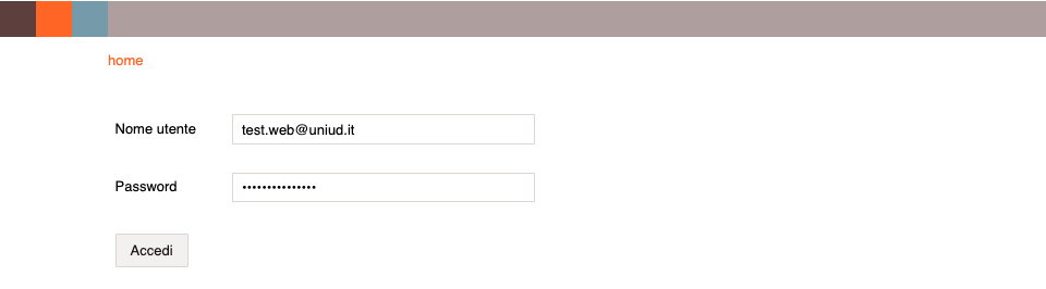 Pagina di login per test.web
