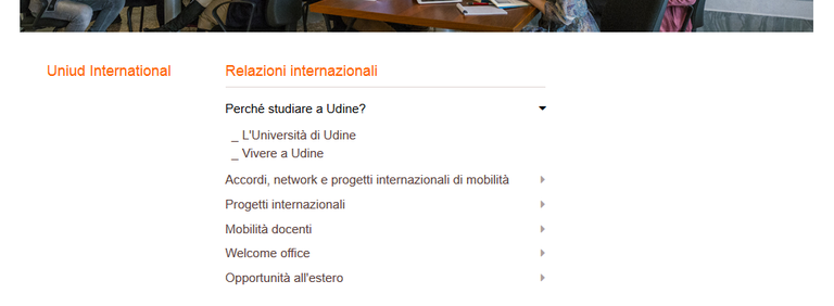 screenshot international uniud