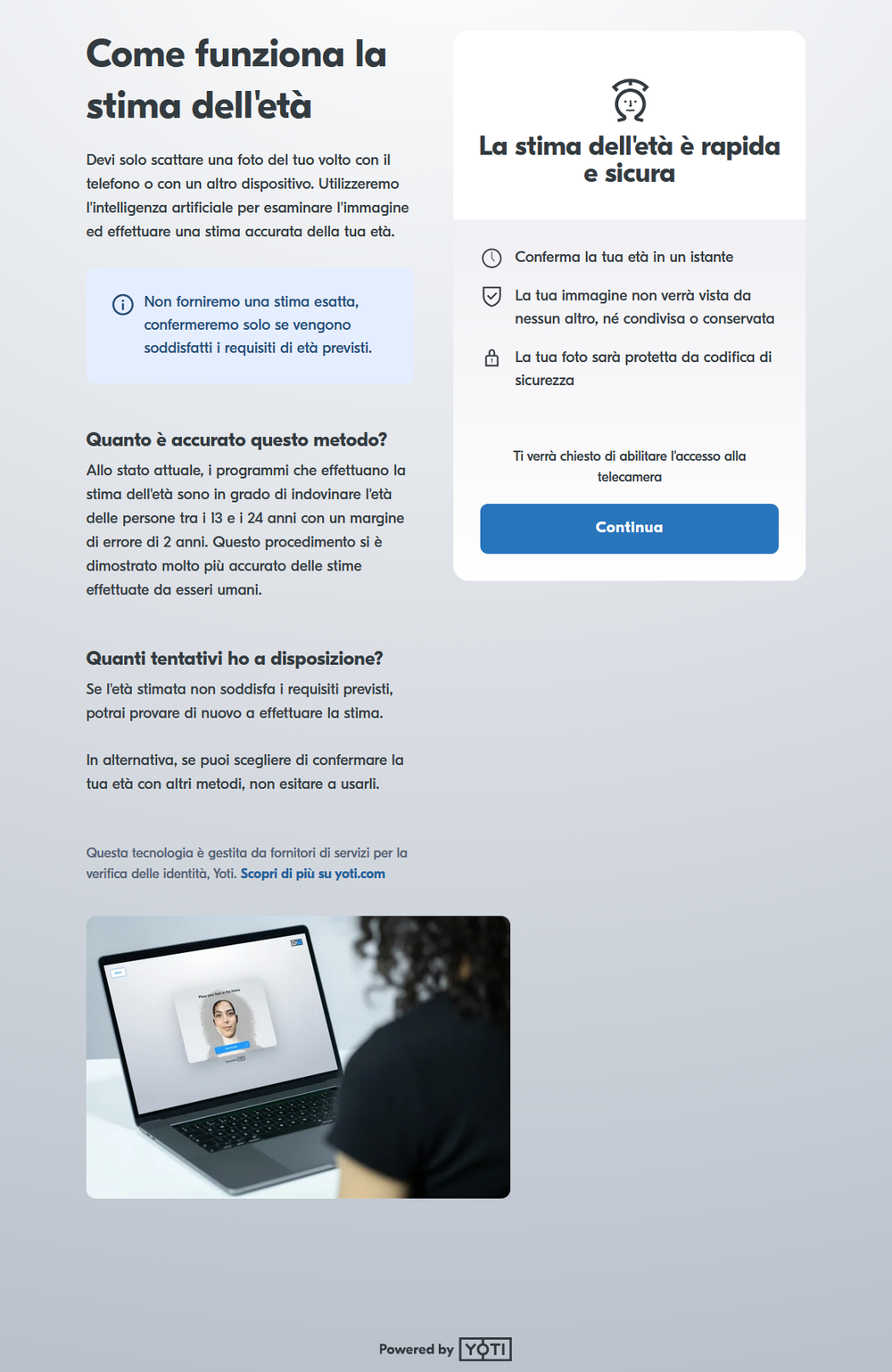 Immagine processo di verifica età attraverso foto