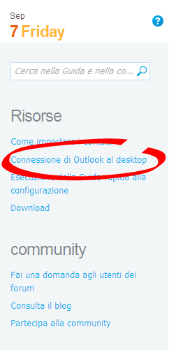 Connessione di Outlook al Desktop